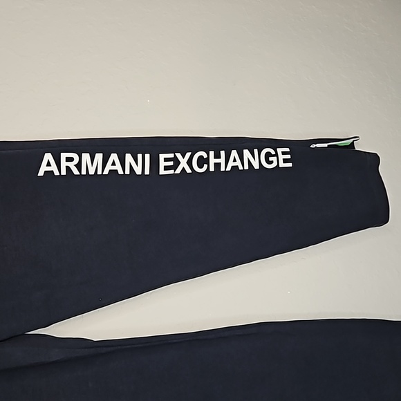 Armani Exchange navy drawstring logo joggers, size medium - Picture 4 of 16